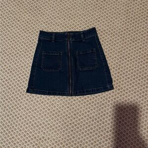 Denim Mini Skirt with Front Pockets
